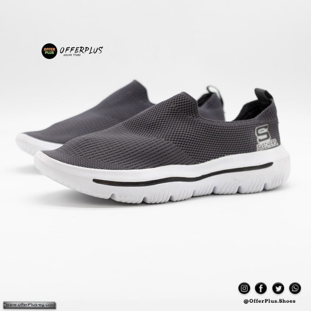 ⁦Skecher Goga Mat -grey&white⁩ - الصورة ⁦3⁩