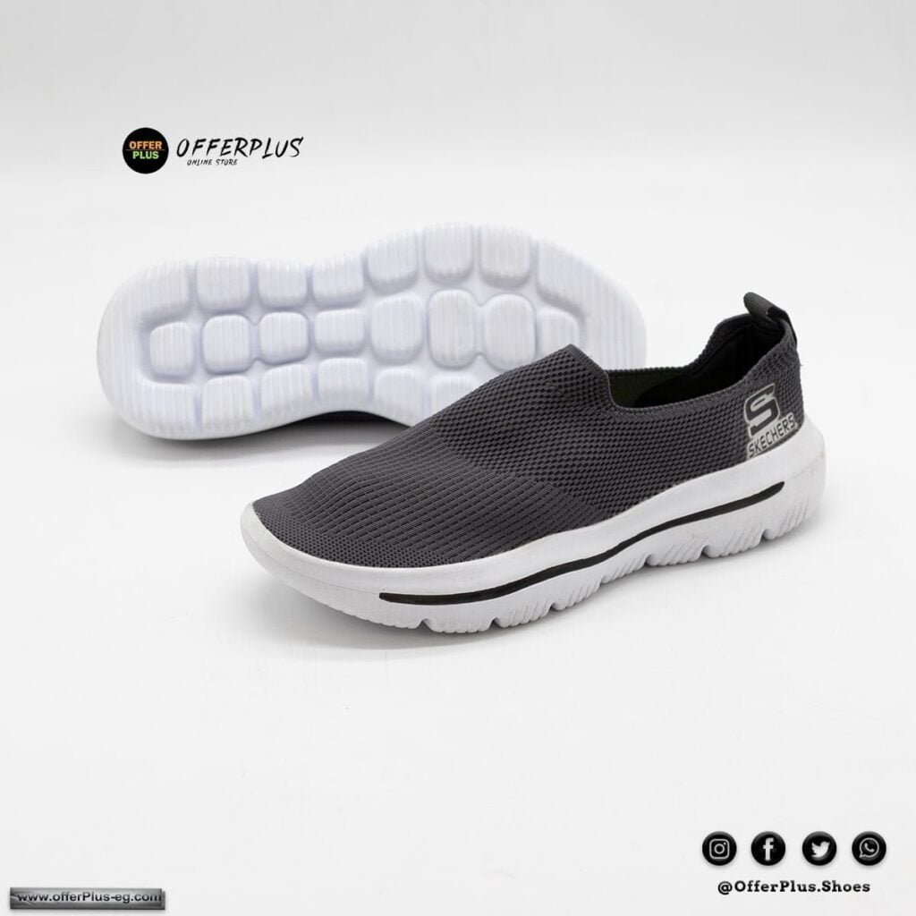 ⁦Skecher Goga Mat -grey&white⁩ - الصورة ⁦4⁩