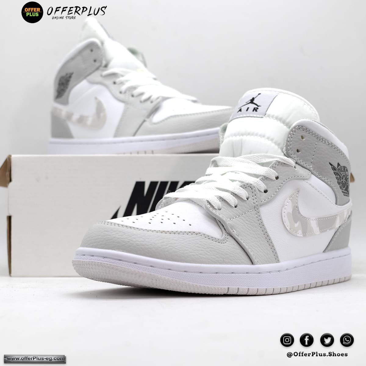 Nike Air Jordan Half Sneakers 2023 -White&Grey - الصورة 2