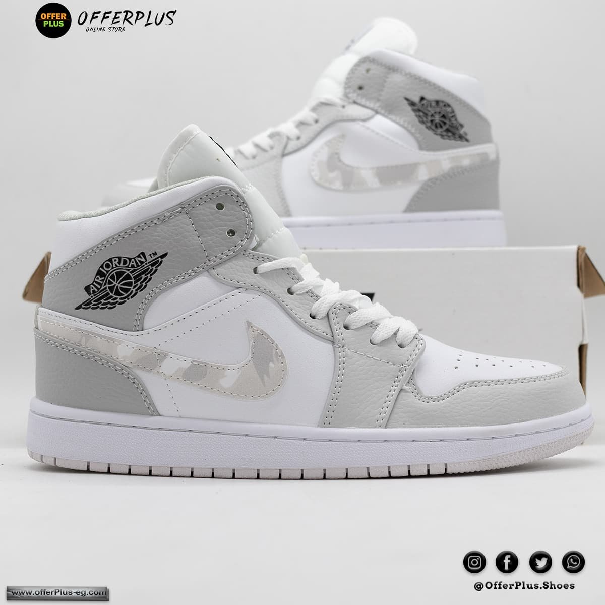 Nike Air Jordan Half Sneakers 2023 -White&Grey - الصورة 4