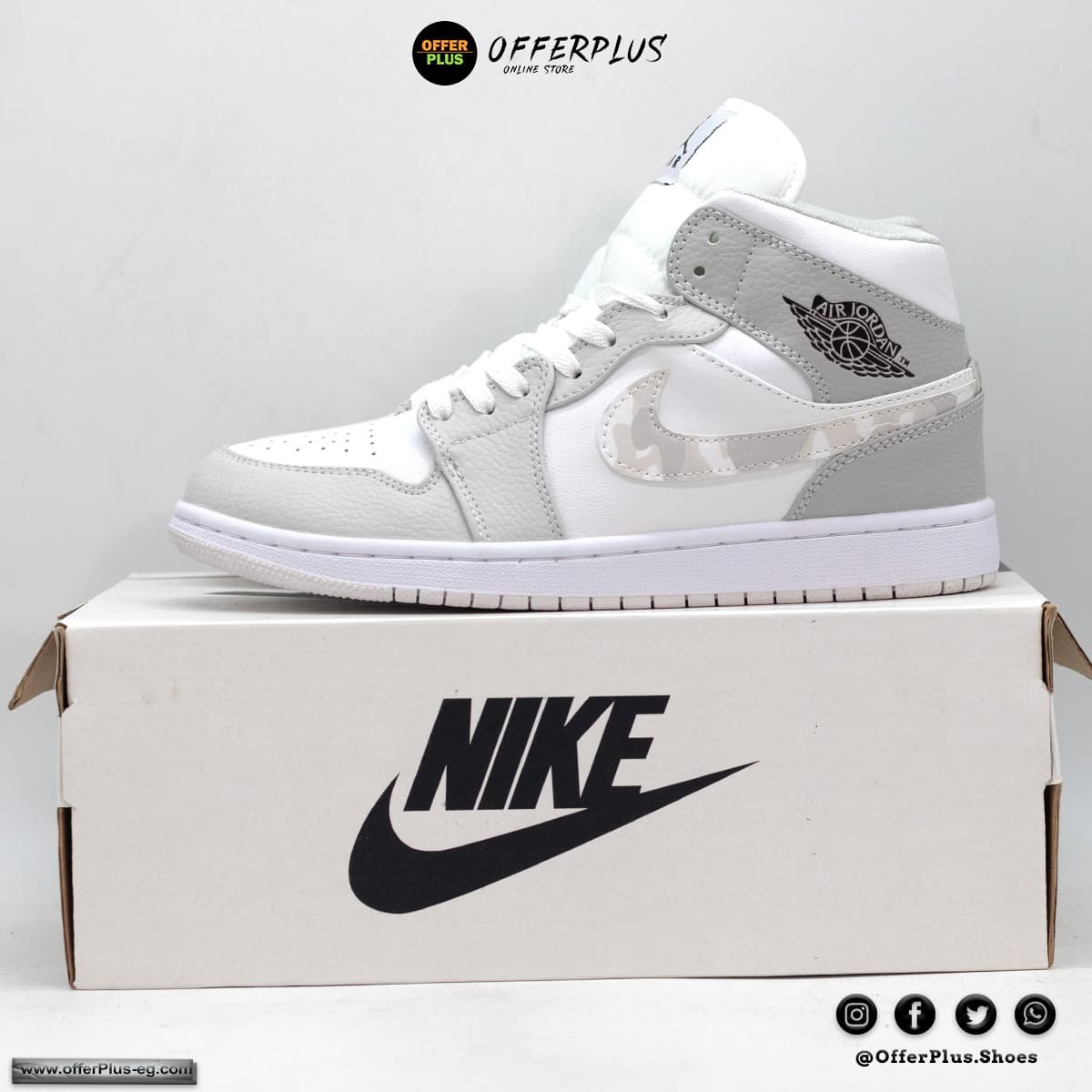 Nike Air Jordan Half Sneakers 2023 -White&Grey - الصورة 3