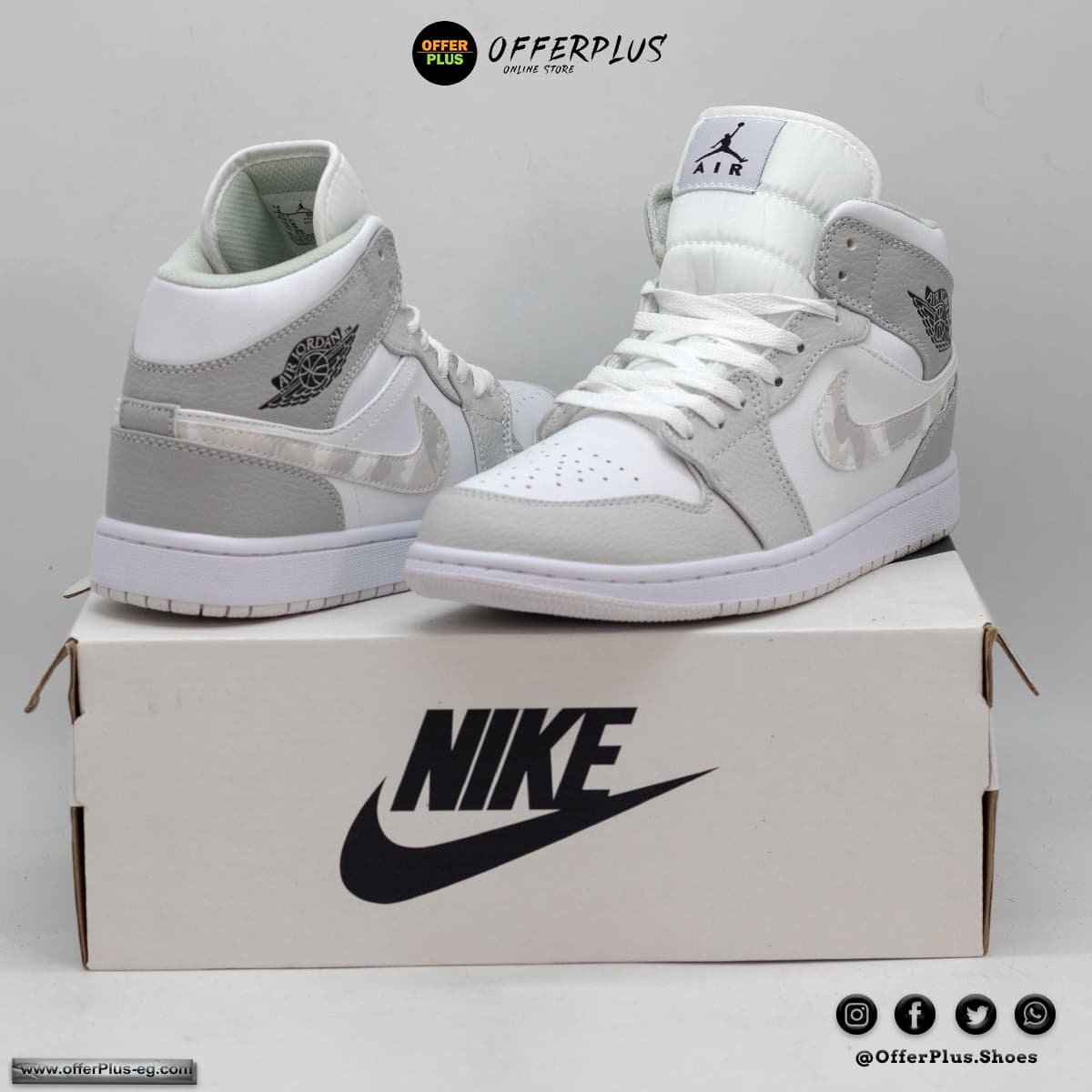 Nike Air Jordan Half Sneakers 2023 -White&Grey - الصورة 5