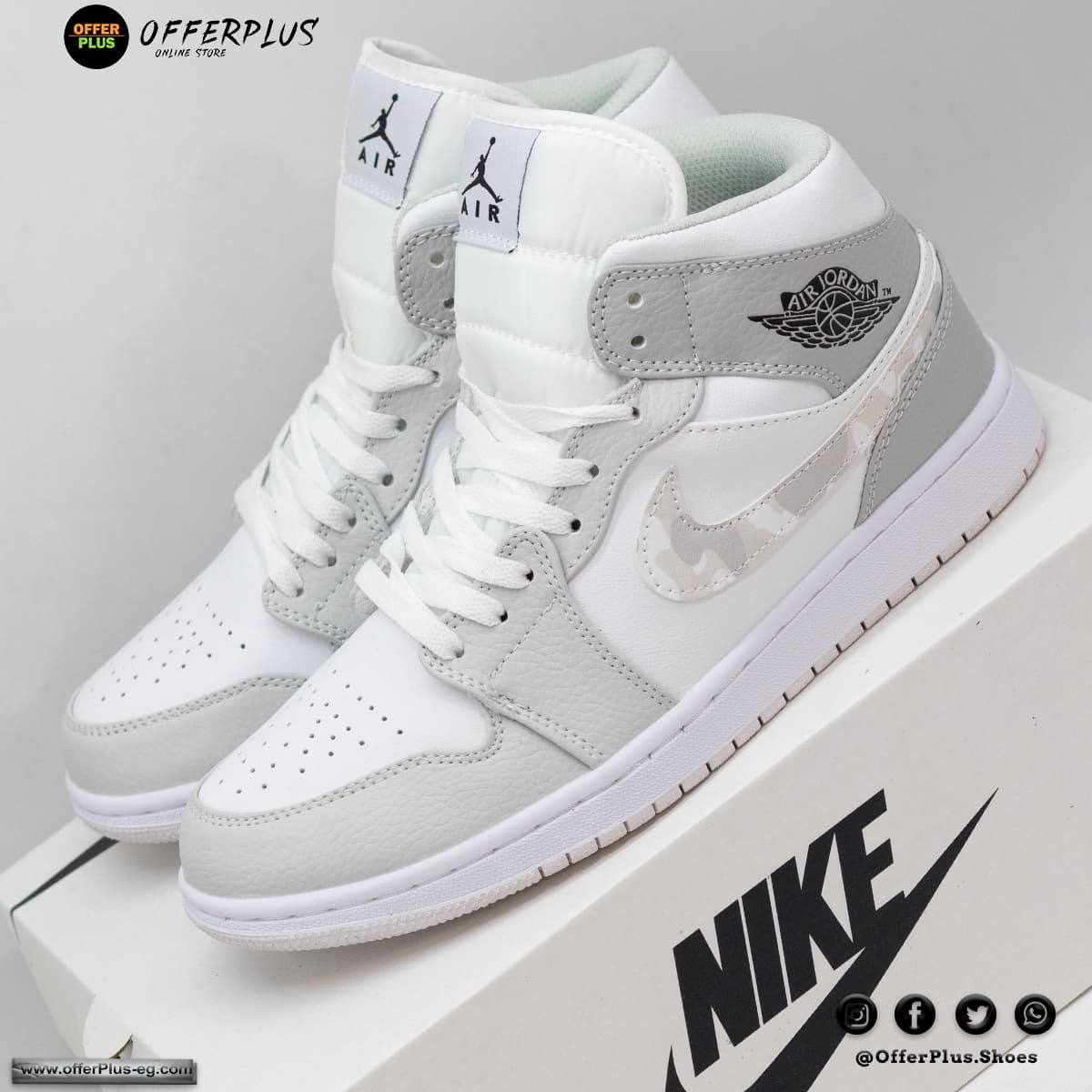 Nike Air Jordan Half Sneakers 2023 -White&Grey - الصورة 7