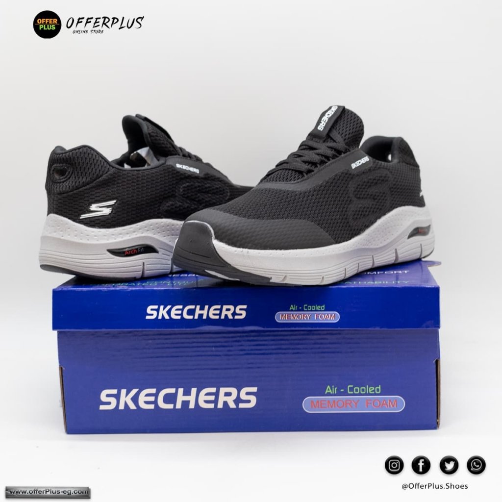 ⁦Skechers Arch Fit  Plus Size 2024 -Black&Grey⁩ - الصورة ⁦2⁩