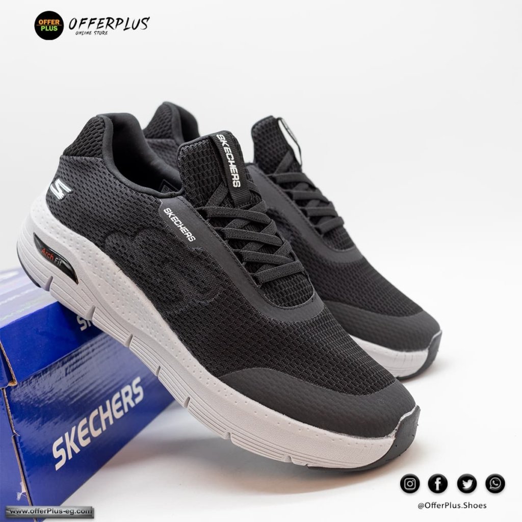 ⁦Skechers Arch Fit  Plus Size 2024 -Black&Grey⁩ - الصورة ⁦5⁩