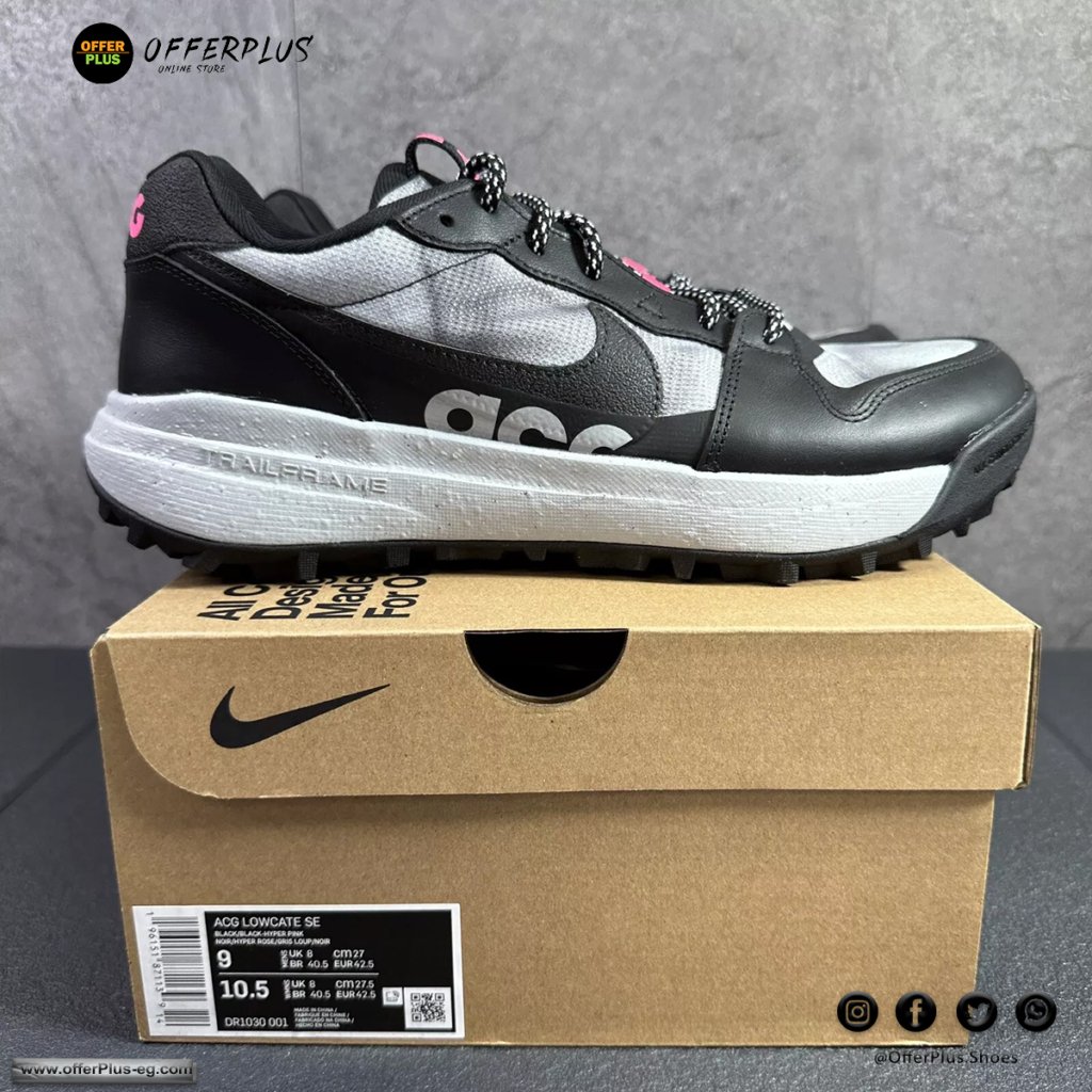 ⁦Nike ACG Lowcate Men's Shoes 2024 - Black&White&Pinq2⁩ - الصورة ⁦8⁩
