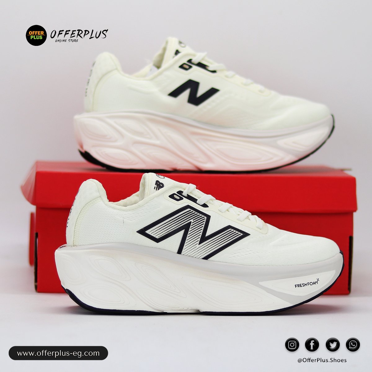 New Balance Fresh Foam X More v5 Sneakers 2025- Offwhite - الصورة 10